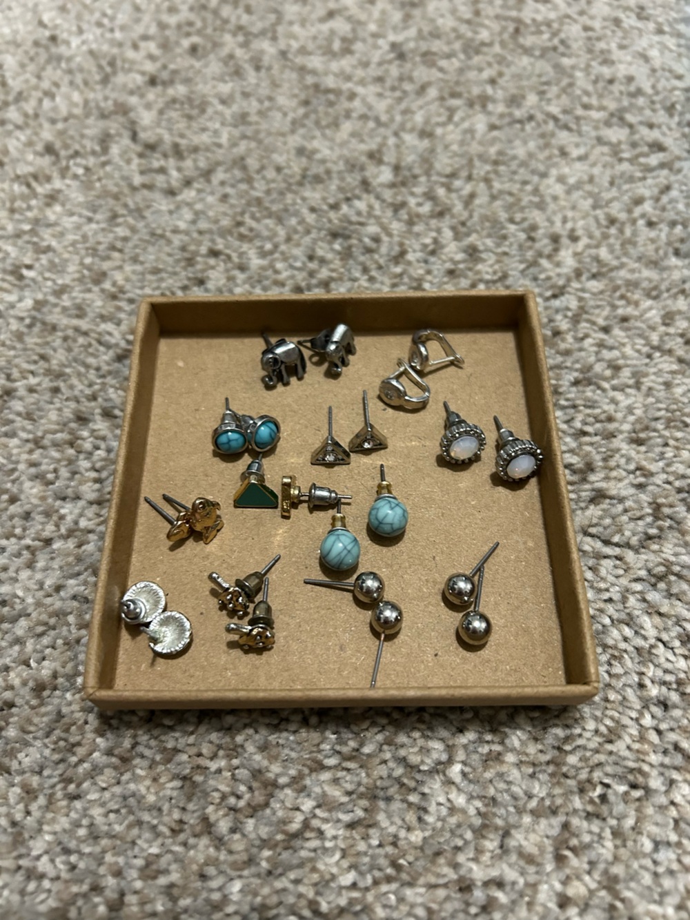 Mixed Women’s Stud Earring Set in Turquoise Silver + Gold